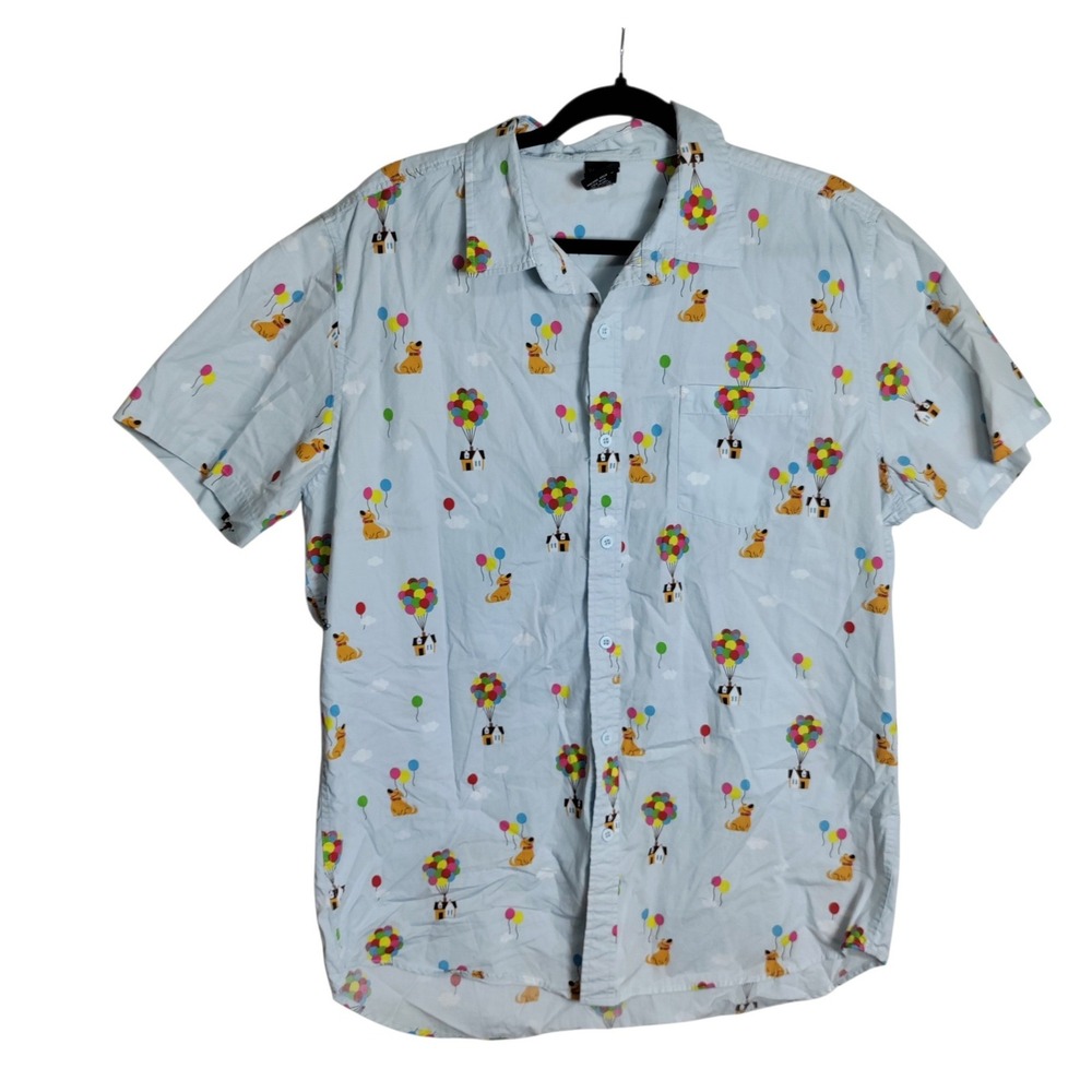 Disney Pixar Our Universe Up Dug Balloon House Button Down Shirt Blue XL